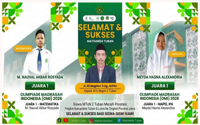 Raih Juara I OMI Tingkat Kabupaten, Dua Siswa MTsN 2 Tuban Melaju ke Tingkat Provinsi