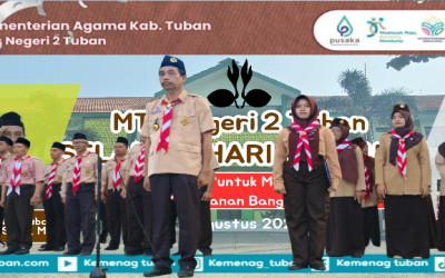 MTs Negeri 2 Tuban Gelar Upacara Hari Pramuka, Kamabigus Pimpin Langsung