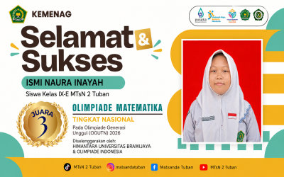 Siswa MTsN 2 Tuban Raih Juara 3 Olimpiade Matematika Tingkat Nasional OGUTN 2026