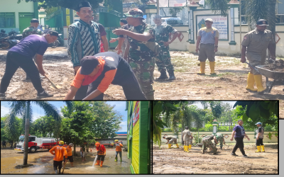 MTsN 2 Tuban Bersama BPBD, TNI, Polri, dan Kecamatan Gelar Penanganan Pasca Banjir Bandang