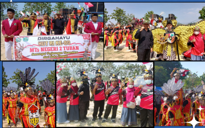 MTsN 2 Tuban Tampilkan Semangat Perjuangan Nusantara dalam Karnaval HUT RI ke-80 di Punggulrejo