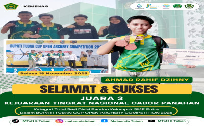 Siswa MTsN 2 Tuban Raih Juara 3 Nasional di Kejuaraan Panahan